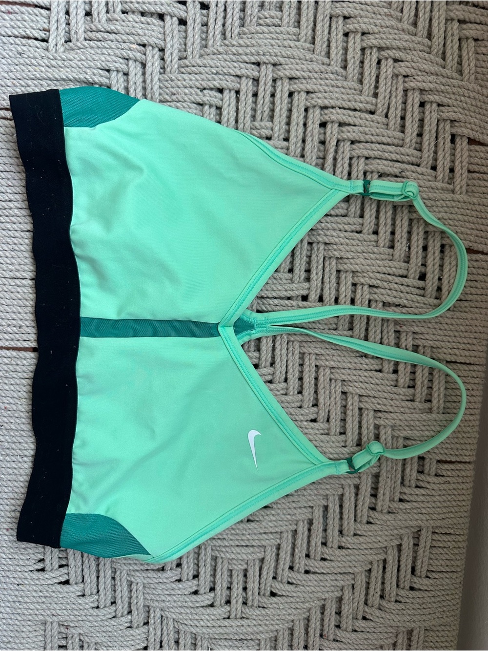 Nike Mint Green Strappy Sports Bra with Black Band